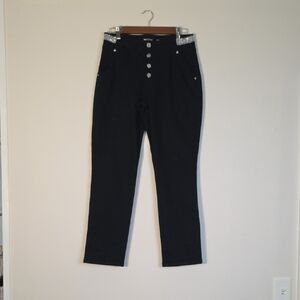 INC International Concepts High Rise Black Jeans with Silver Details